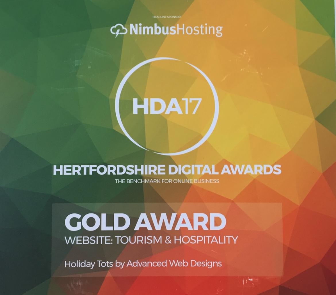 Holiday Tots wins gold award for best Tourism & Travel website 